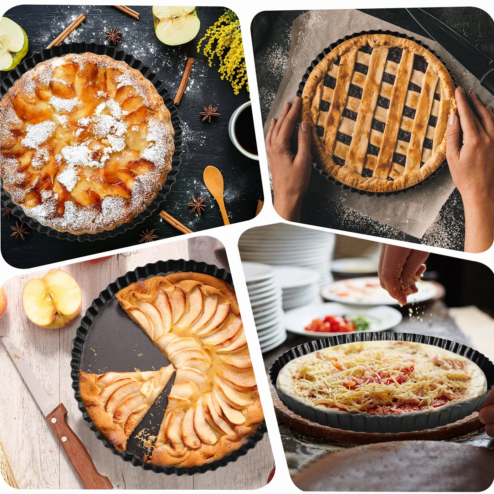 Sinnsally Forma do quiche, 24 cm, z podnoszonym dnem, z powłoką zapobiegającą przywieraniu, do tortów