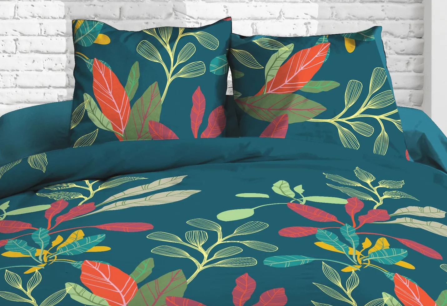 Le linge de Jules Prześcieradło płaskie z gumką 160 x 200 + 2 T, czysta bawełna 57 nitek - Acapulco