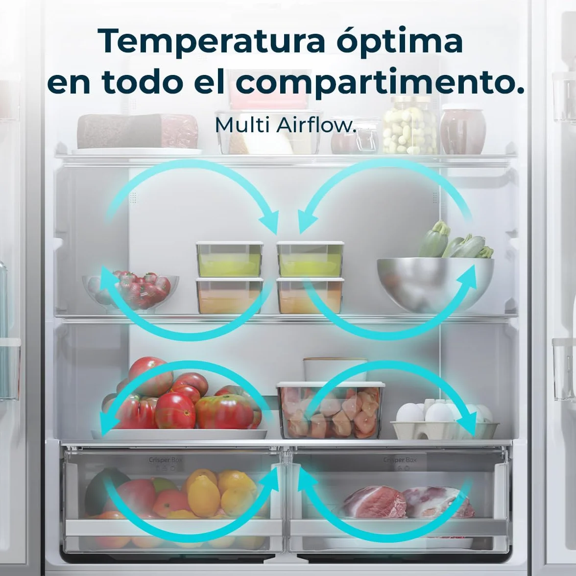 Cecotec Lodówko-zamrażarka do drzwi francuskich Bolero CoolMarket FD 436 Dark E. 436 L, Total No Frost, Multi Airflow y inverter para ahorro energético.