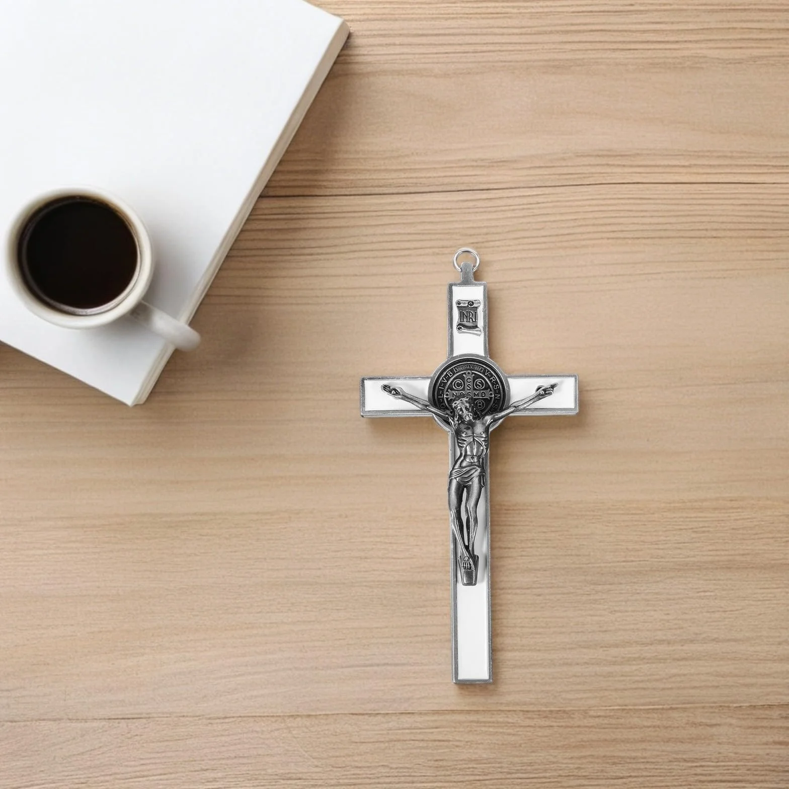 Sosoport Wall Crucifix Antique Metal Christian Cross Spiritual Wall Decor for Office Prayer And Catholic Households Classic Style Easy Installation