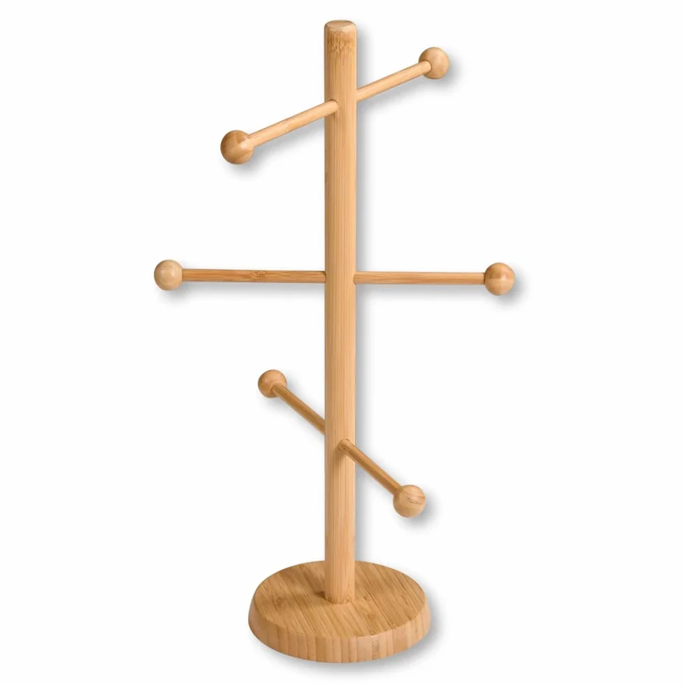 Kesper | stojak na kiełbasy i brez'n, 6-ramienny, materiał: bambus, wymiary: Ø 15 cm/wysokość: 50 cm, kolor: brązowy | 58616