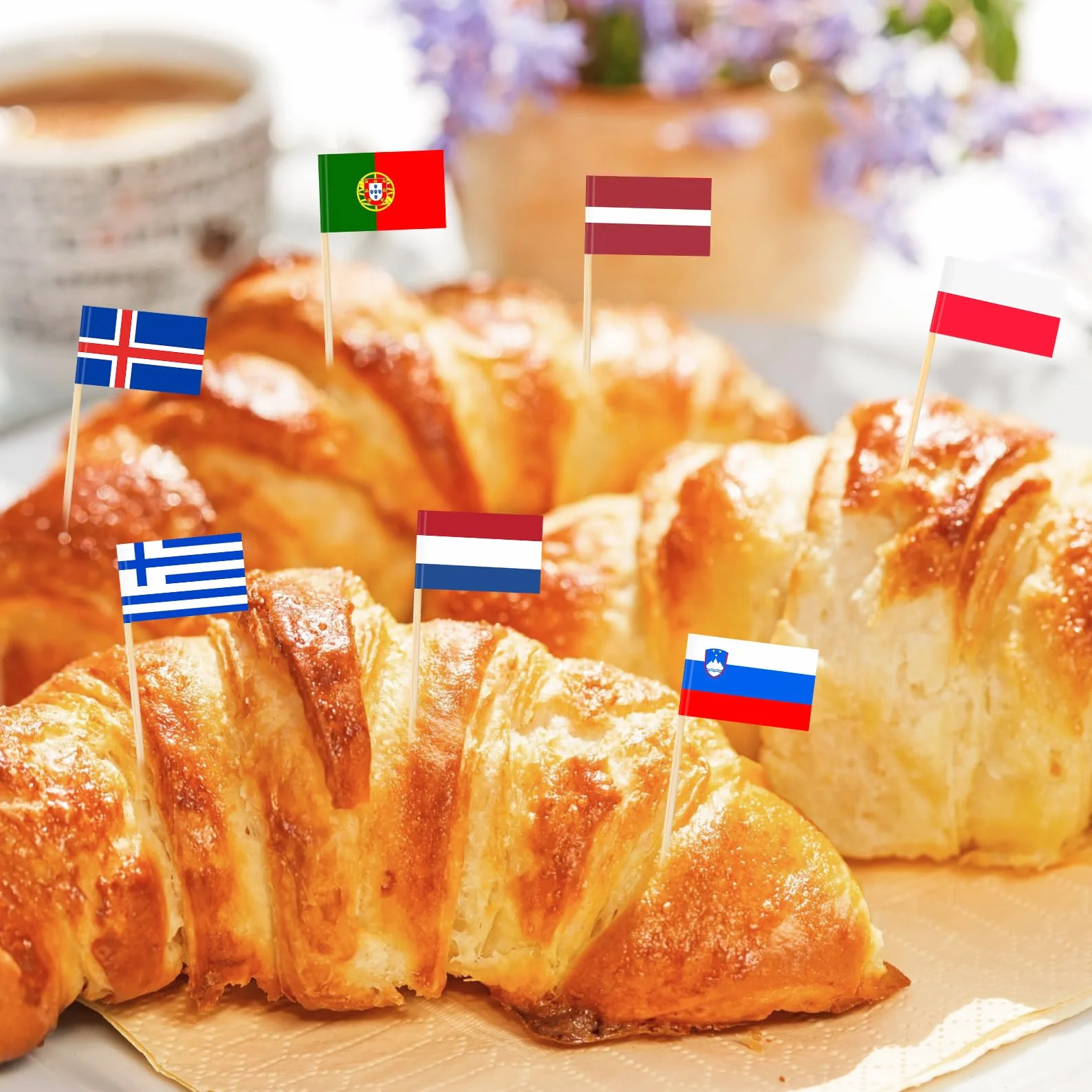 100 sztuk Eurowizji Konkurs Piosenki 2026, wykałaczki, flagi krajów i mistrzostw Europy, dekoracja na babeczki, na imprezę koktajlową, pub