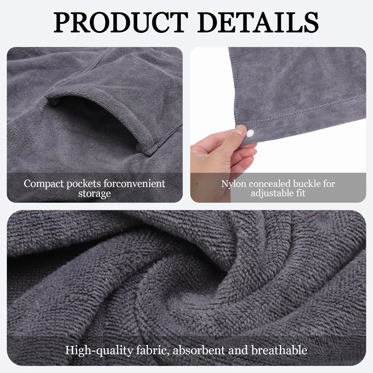 VOSSOT Ręcznik do sauny 70 x 140 cm szary kilt męski mikrofibra regulowany pasek kieszeń szybkoschnący