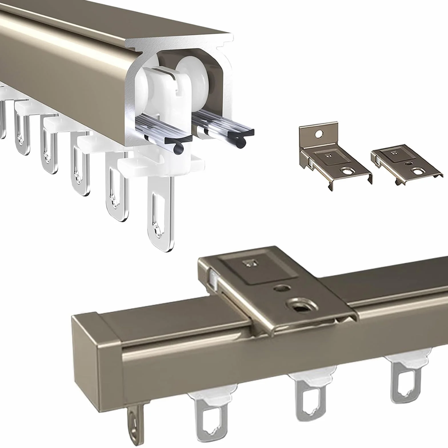 Aluminiowy zestaw gąsienic 1-Cuit o grubości 2 mm do montażu na suficie lub na ścianie, wszechstronny system prętów i szyn 2,5 m do użytku wewnątrz