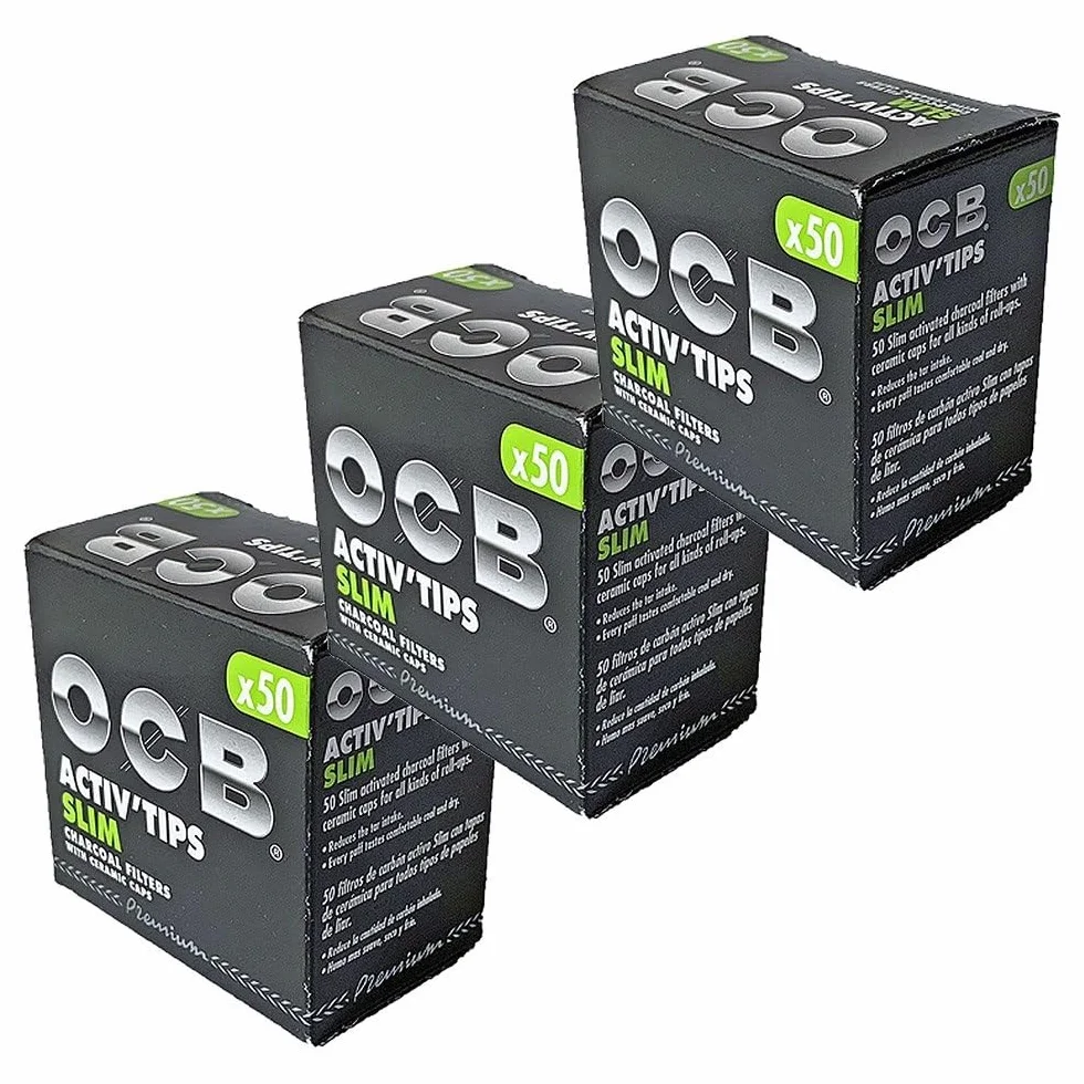 OCB 150 x Activ Tips Slim filtr z węglem aktywnym 7 mm 3 x 50 filtrów