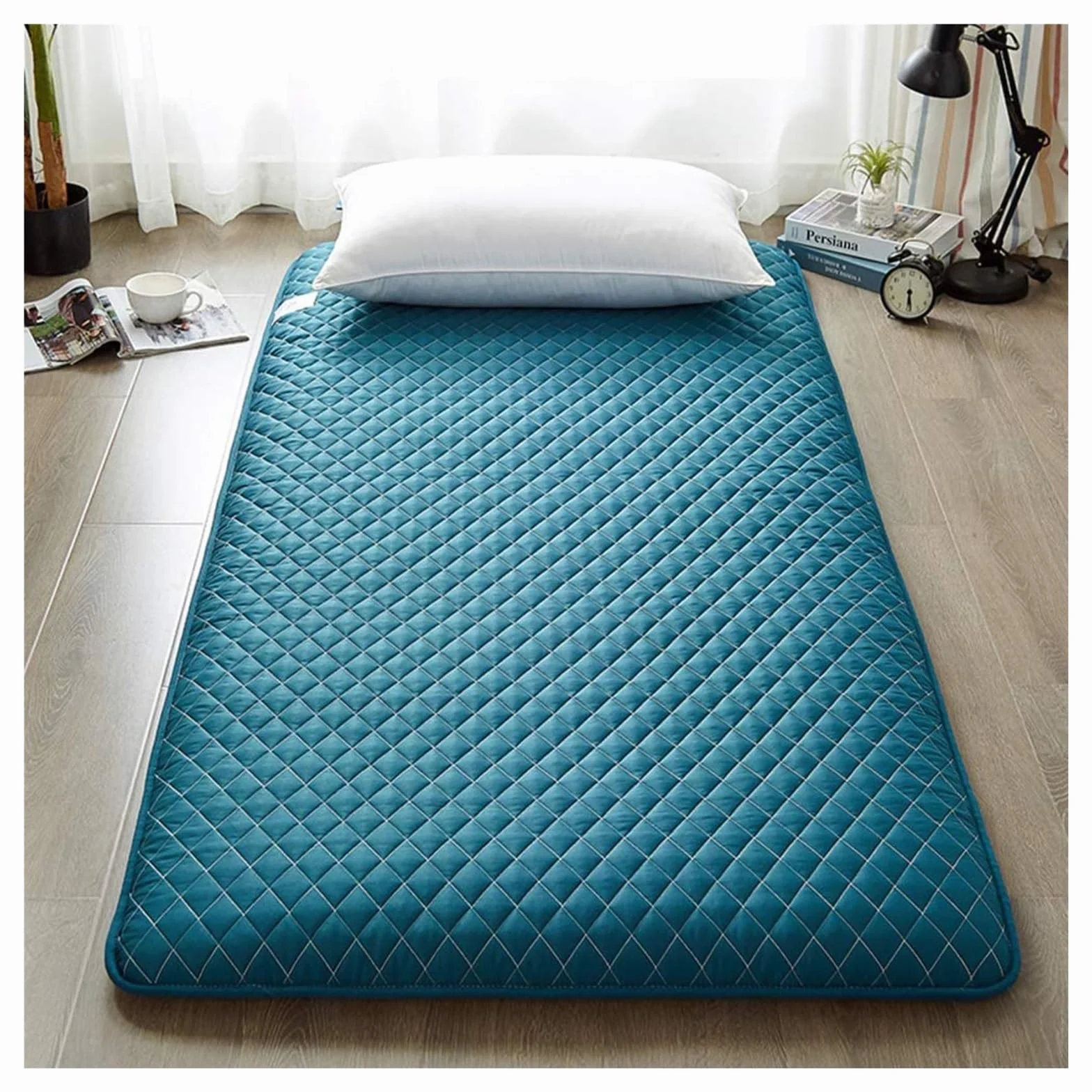 Japoński materac futon pikowana składana futon miękka gruba podkładka do spania dla studenta akademik kemping przenośna mata podłogowa (kolor: A, rozmiar: 90 x 200 cm (35 x 79 cali))