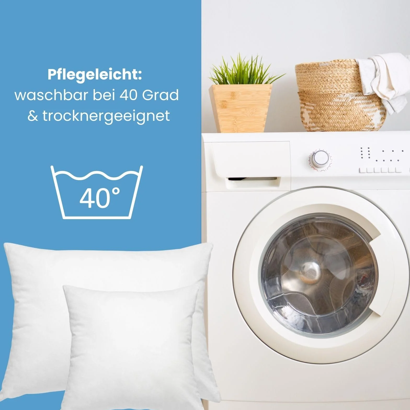 wometo Zestaw 2 poduszki z pierza 100% pióra 45x45-500g Oeko-TEX poduszka na sofę, wypełnienie do poduszki, poszewka z bawełny, biała/poduszka wewnętrzna/wypełnienie do poduszki/małe poduszki pod