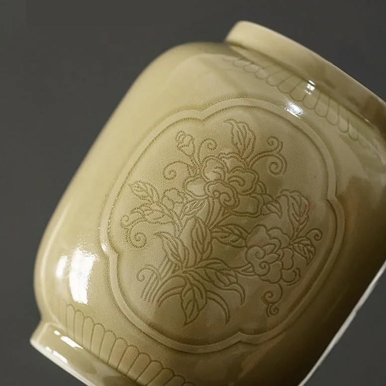 HLTYGWX Pojemnik na herbatę Pojemnik ceramiczny do przechowywania słoika Ręcznie robiona ceramiczna puszka na herbatę Domowa kuchnia Herbata zamknięta puszka Puszka na herbatę