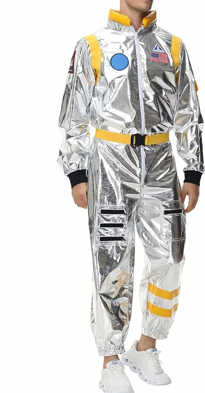 Komplet Kombinezonu Astronauty, Materiał Z Włókien Poliestrowych, Odpowiedni Na Imprezy Tematyczne, Zamek Błyskawiczny Z Przodu, Sugestie Dotyczące Wyboru Rozmiaru (Yellow-men L)