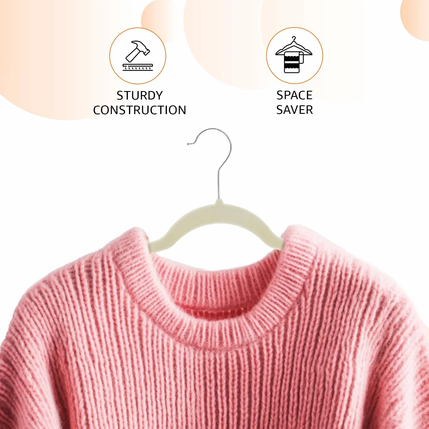 Amazon Basics Wąski i antypoślizgowy wieszak na koszule / garnitur/kostium, kolor kości słoniowej, 30 sztuk