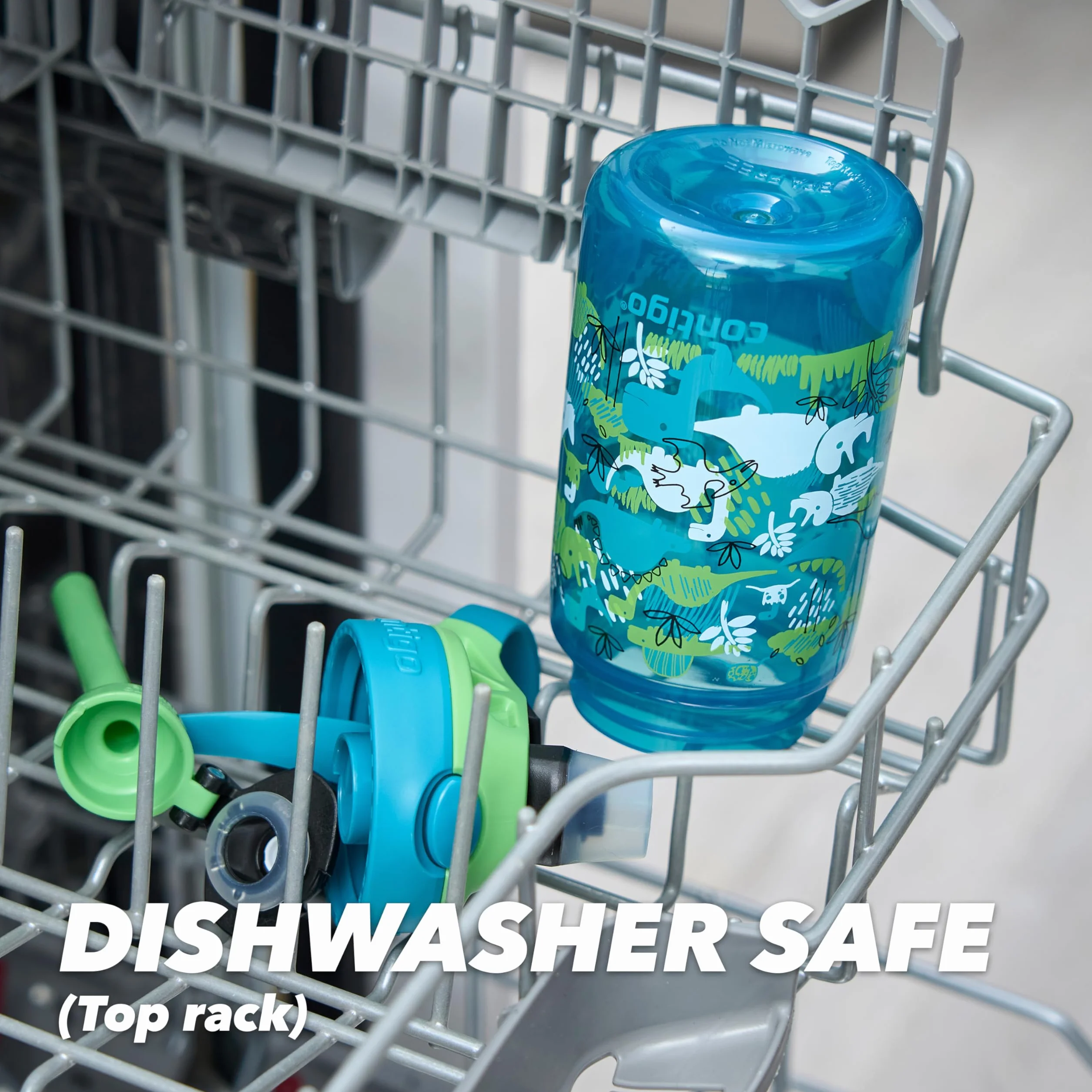 Contigo Easy Clean Autospout butelka dla dzieci, ze słomką, bez BPA, wytrzymała, 100% szczelna, łatwa do czyszczenia, idealna do przedszkola, szkoły, 420 ml, Blueberry Cosmos