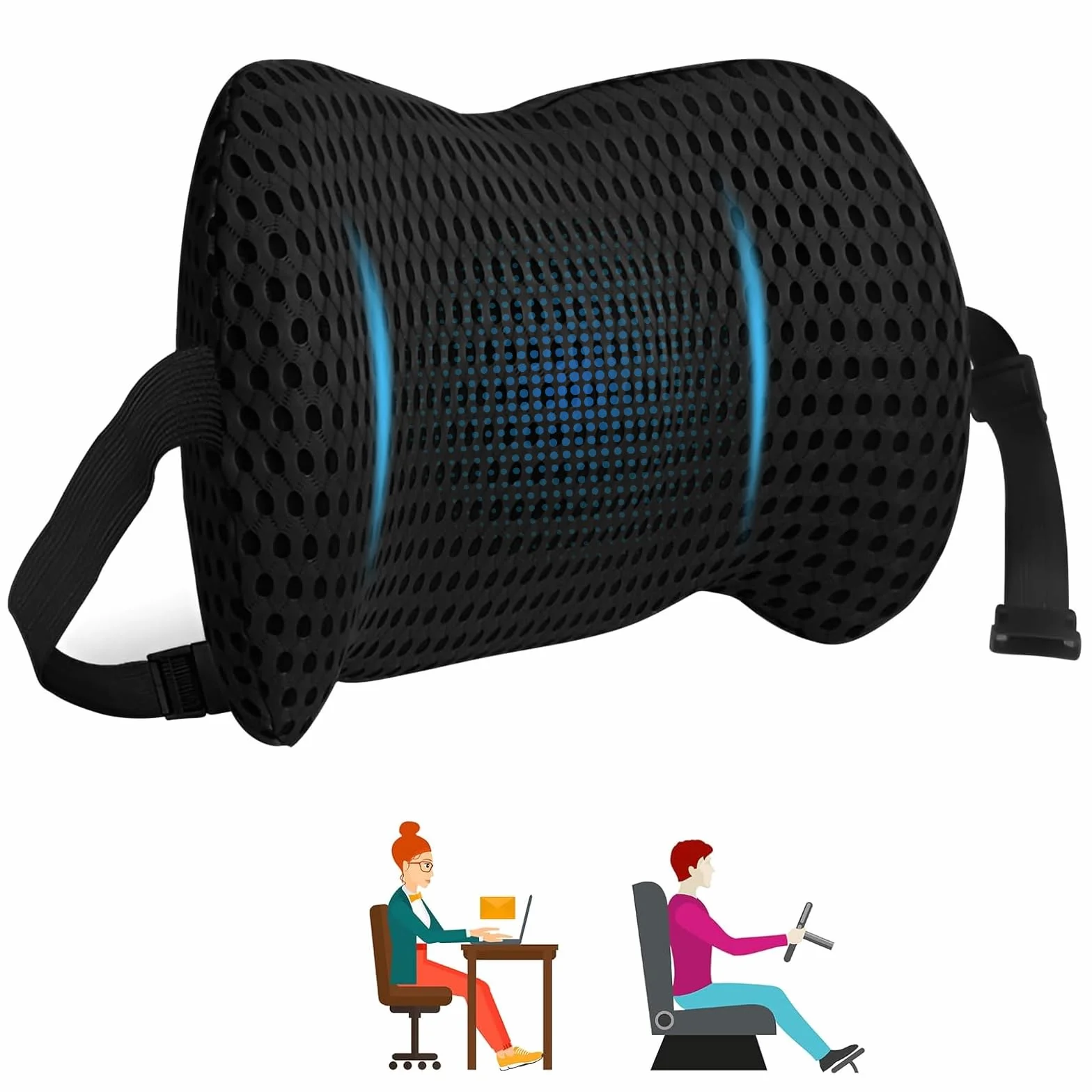 Ergonomiczna poduszka lędźwiowa z pianki z pamięcią kształtu, ortopedyczne wsparcie pleców