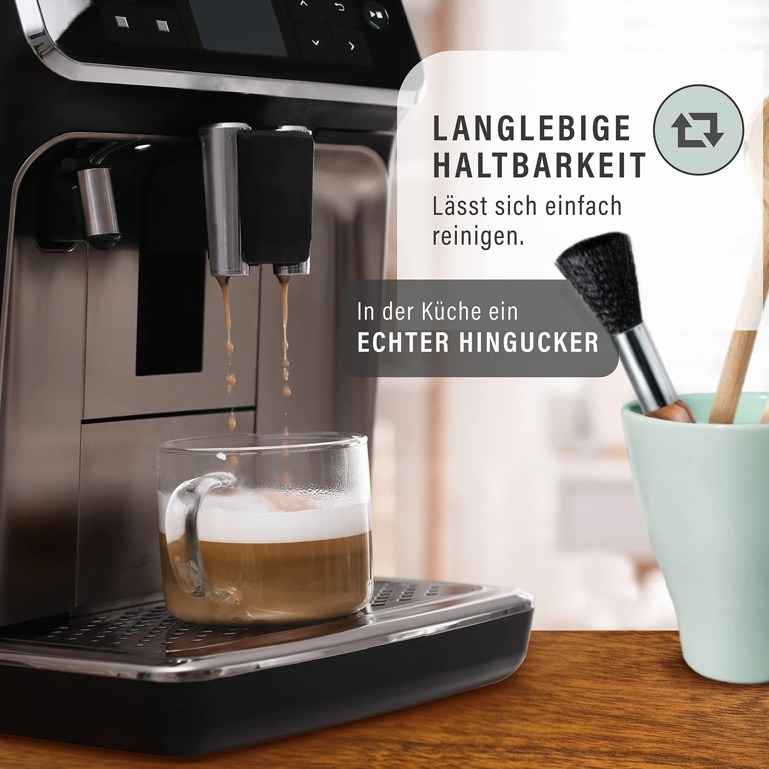 Grasshopper Barista Brush – wegański pędzel do czyszczenia kawa (nowoczesny design z drewna) do: ekspresu, sitka, młynka do kawa