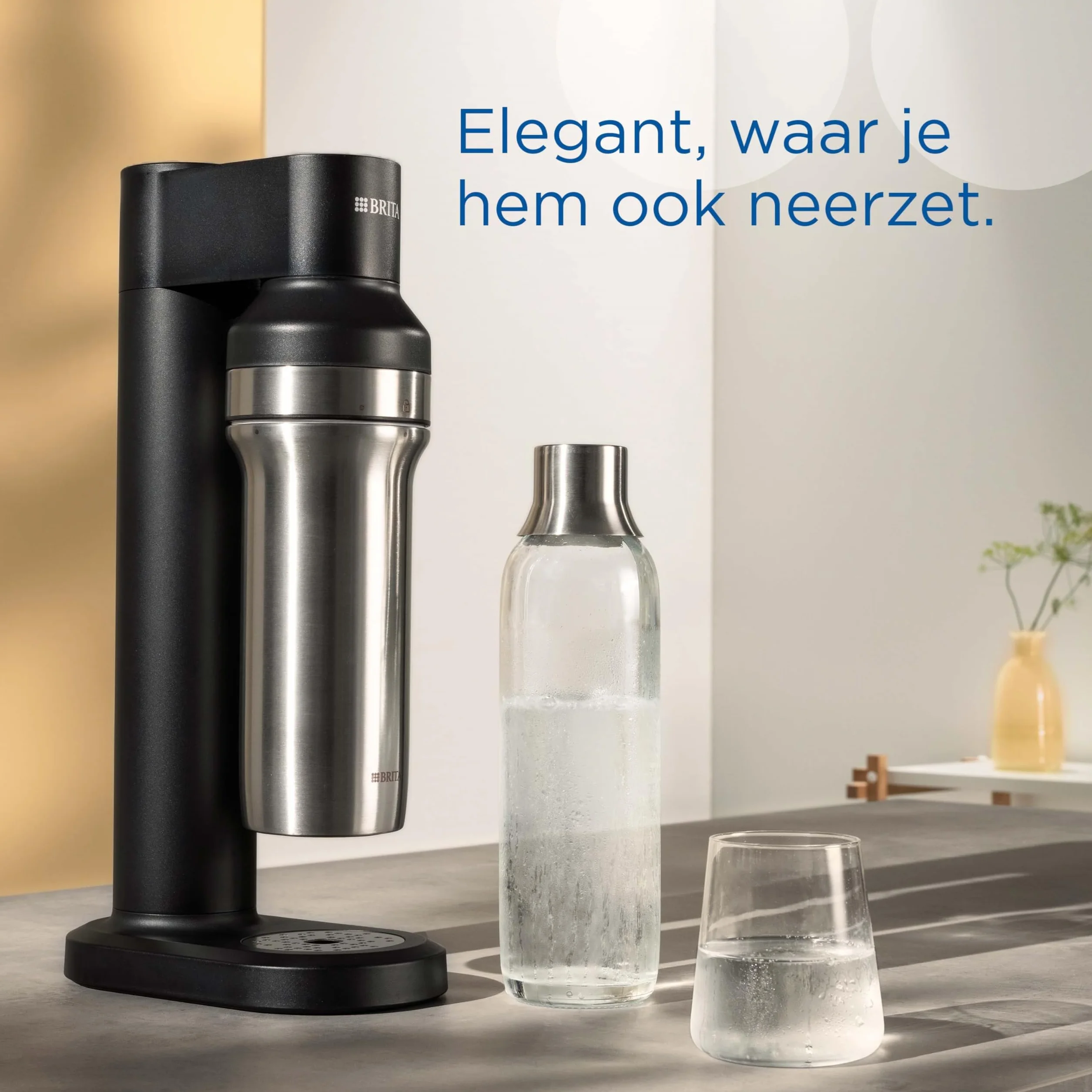 BRITA Szklana butelka do wody gazowanej SodaTrio (1l), opakowanie 2 butelek zamiennych - lekkie, eleganckie szklane butelki na wodę w opakowaniu duo/butelki wody gazowanej z polerowaną korkiem ze stali nierdzewnej