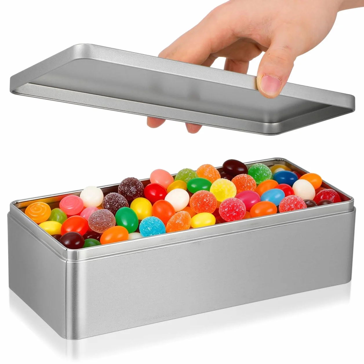 Angoily Prostokątna puszka blaszana z pokrywką 23,5 x 11 x 6,5 cm metalowa puszka do przechowywania