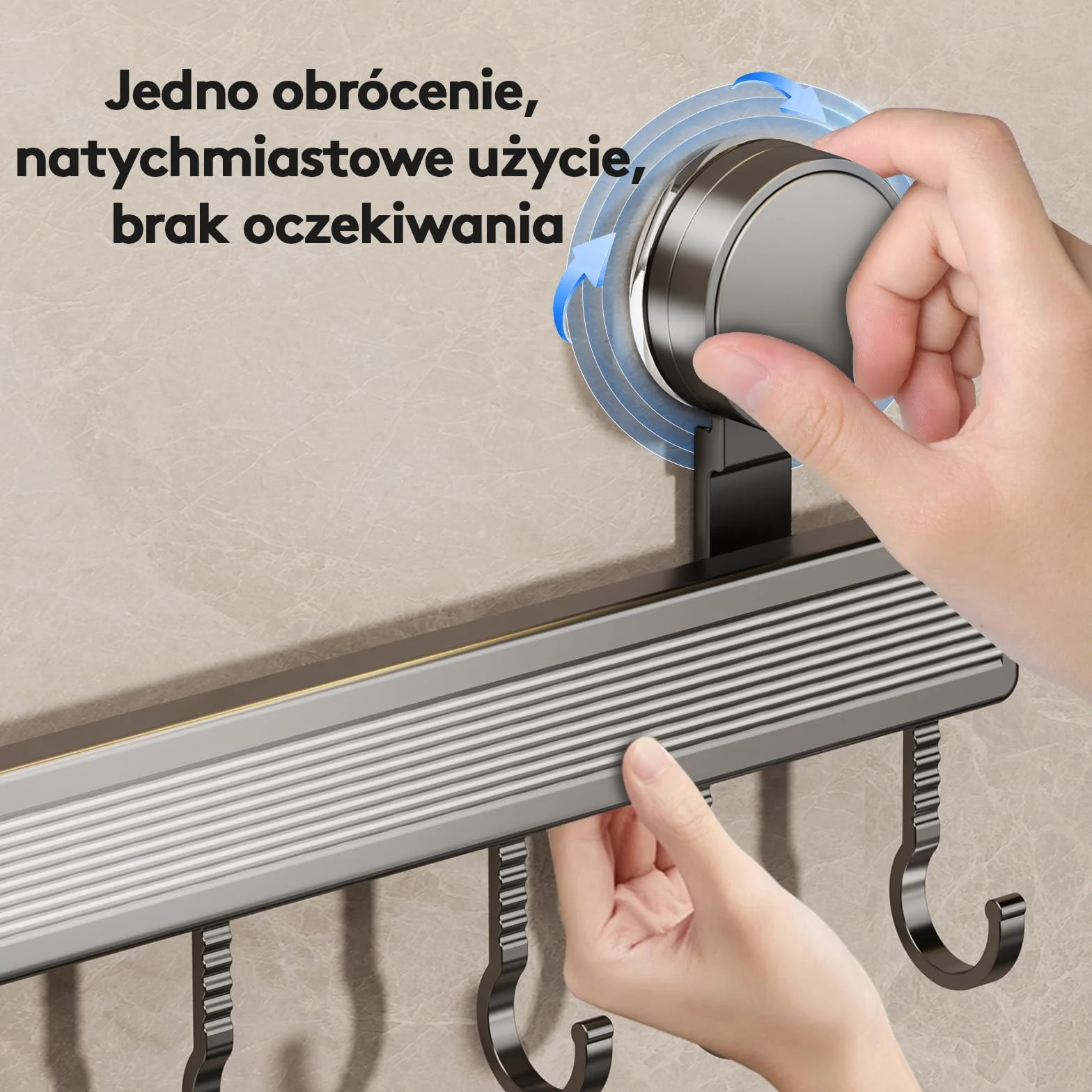 Listwa hakowa do kuchni bez wiercenia z przyssawką | 10 haków, długość 50 cm, nośność 20 kg, montaż w 1 minutę | Demontowalna nierdzewna listwa hakowa do przyborów kuchennych