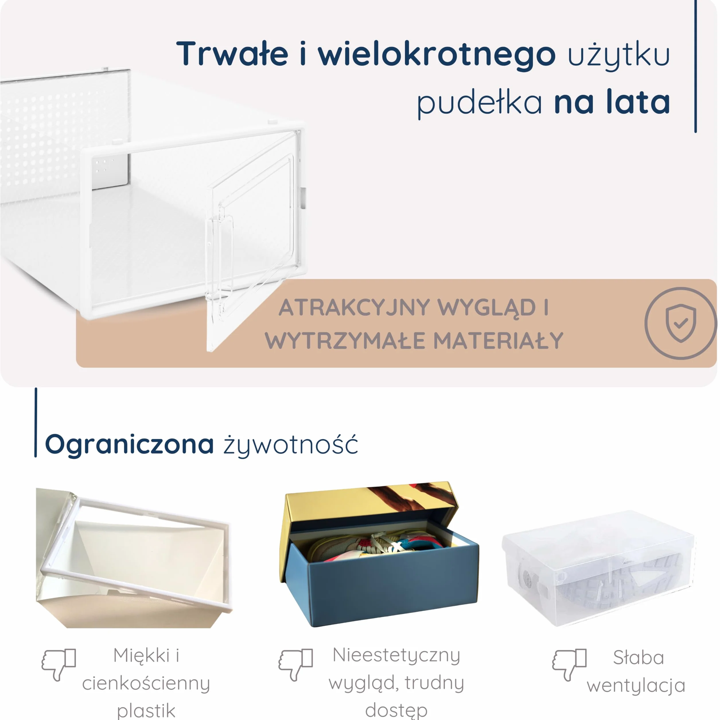 Składane pudełka na buty z możliwością układania w stos - trwałe pudełka do przechowywania butów - organizer na buty - plastikowe przezroczyste pudełka do garderoby sypialni przedpokoju 6 sztuk 4CONVY