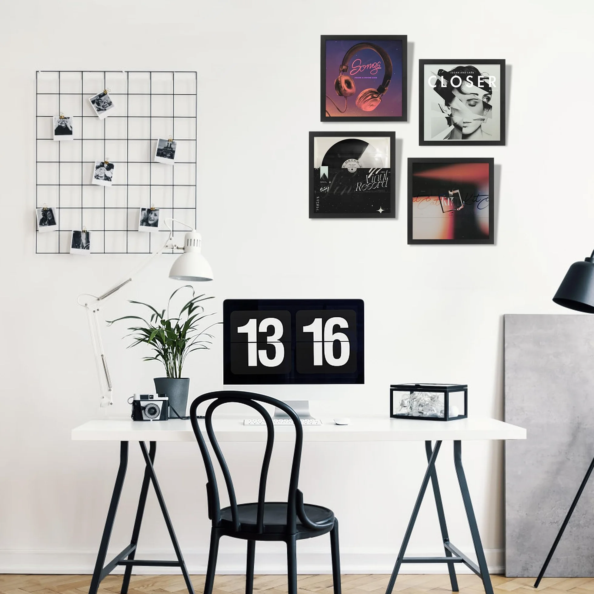 Ramka FramePro na płyty winylowe do ekspozycji na ścianie obudowa z płyt winylowych z prawdziwym szkłem, czarna 31,75 x 31,75 cm ramka na każdą płytę LP 12 cali z okładką, zestaw 2 sztuk
