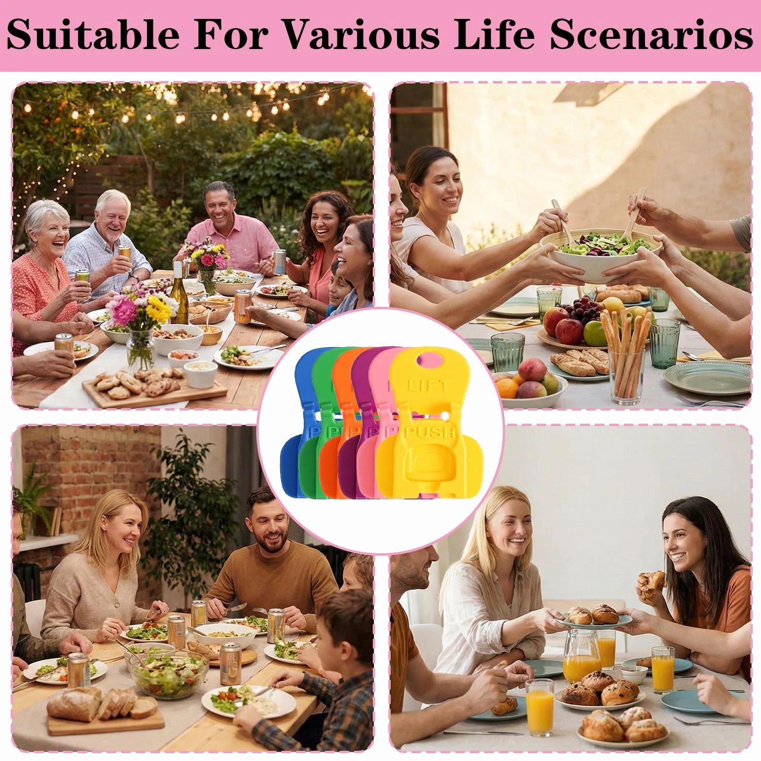 8 szt. Zestaw otwieraczy do puszek po napojach, łatwy otwieracz do kart i ochrona napojów, wielokrotnego użytku, kolorowe plastikowe nakładki na puszki, pasuje do koksu, piwa i aluminiowych puszek do
