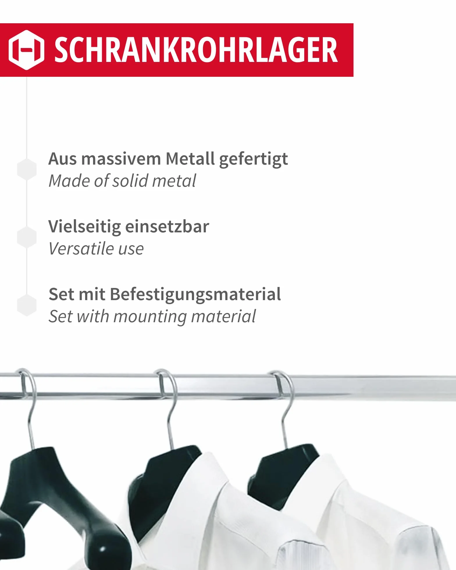 Gedotec Uchwyt na wieszak metalowy matowy niklowany nośność 50 kg naścienny srebrny