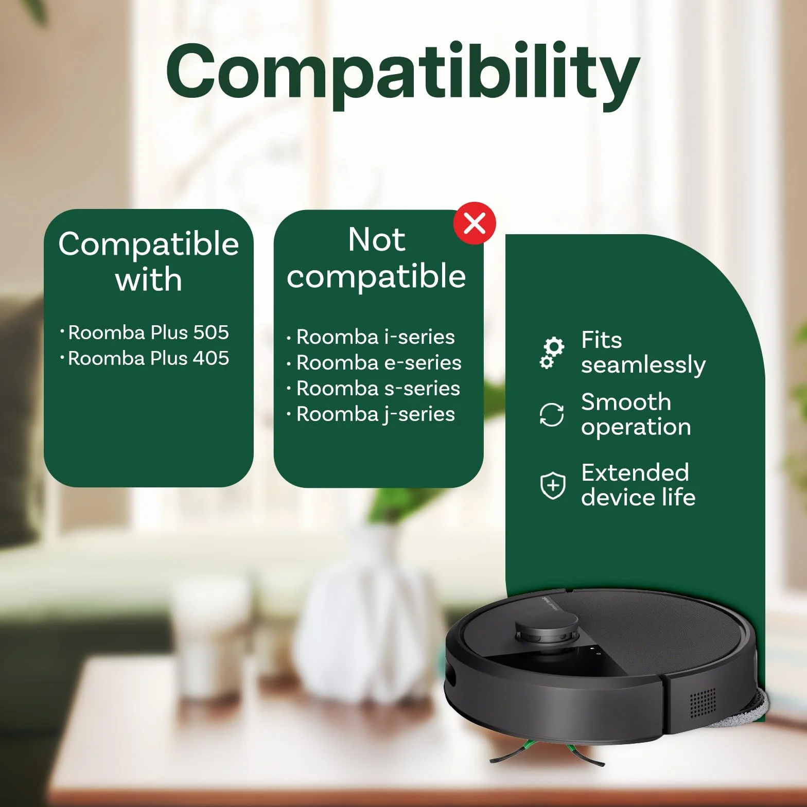 MMOBIEL Części Zamienne do iRobot Roomba Plus 505&405 Combo – 1 Szczotka Główna, 3 Filtry, 4 Szczotki Boczne, 4 Worki na Kurz, 4 Nakładki do Mopa