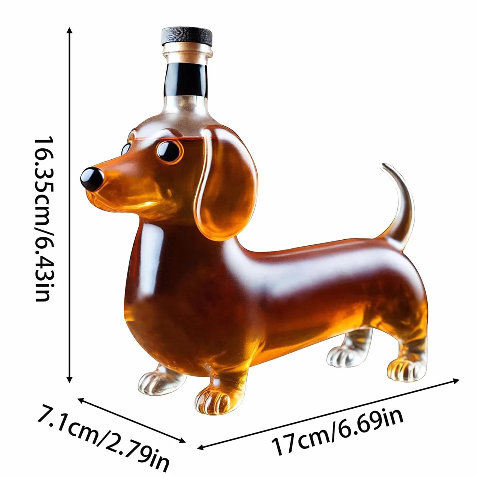 Jamnik butelka whisky dla psa, rze?biony szklany kubek 3D, szklana butelka do whisky w kszta?cie psa, przezroczysty pojemnik wino premium, karafka do czerwonego wina dla mi?o?ników whisky