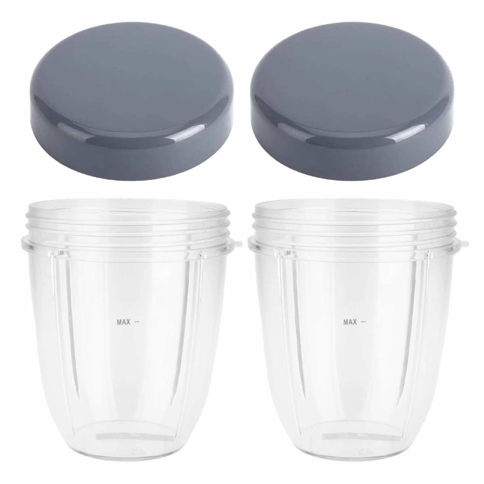 Dreld Zestaw 2 kubków 530ml z płaską pokrywką, części zamienne kompatybilne z blenderem sokowirówką Nutribullet 600W 900W (530ml)