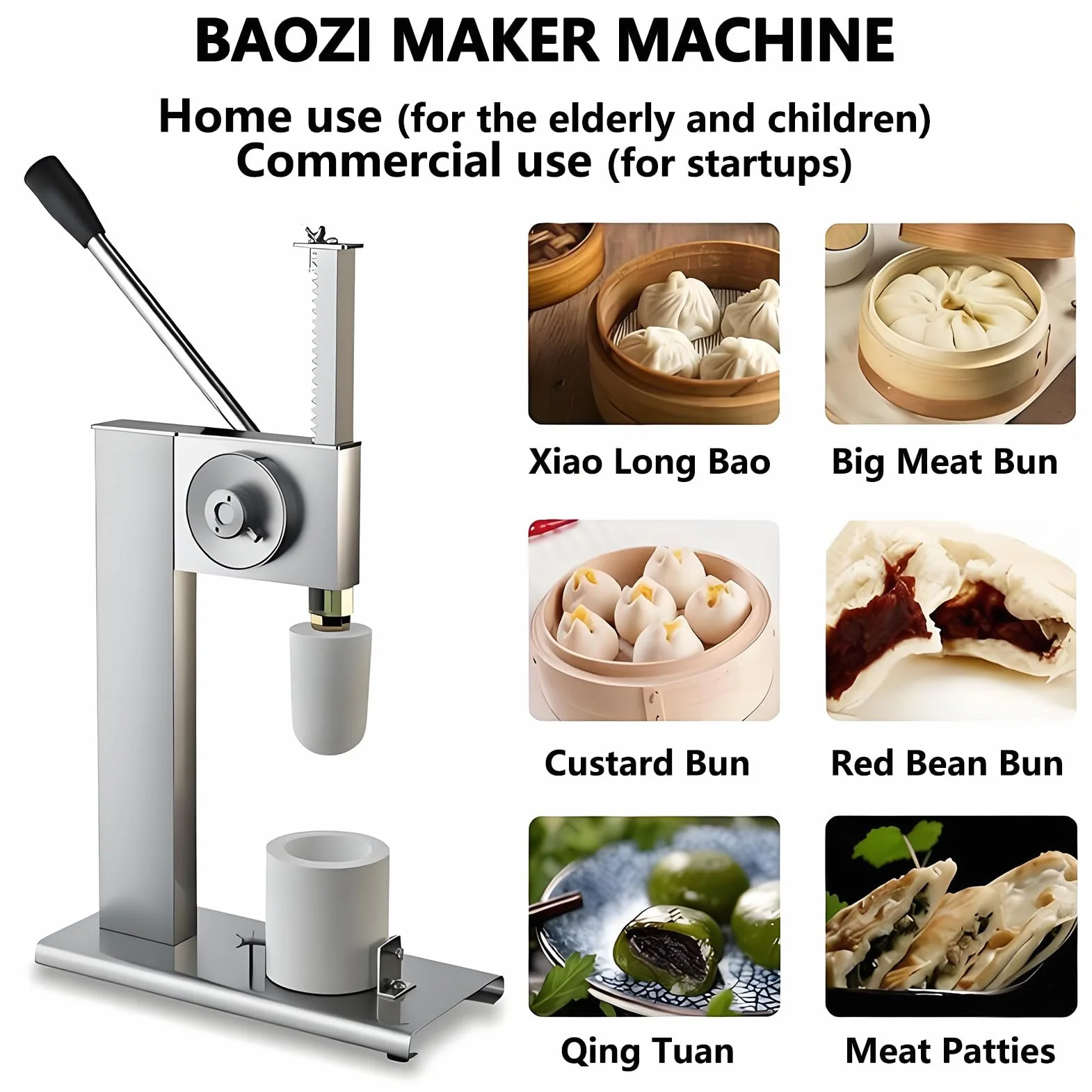 Maszyna do Produkcji Bułek Baozi, Ręczna Maszyna do Produkcji Bułek Chińskich z Prasą do Ciasta I Zamykarką, Półautomatyczna Forma do Bułek Parowych do Wypieku Pysznych Bułek Baozi Medium