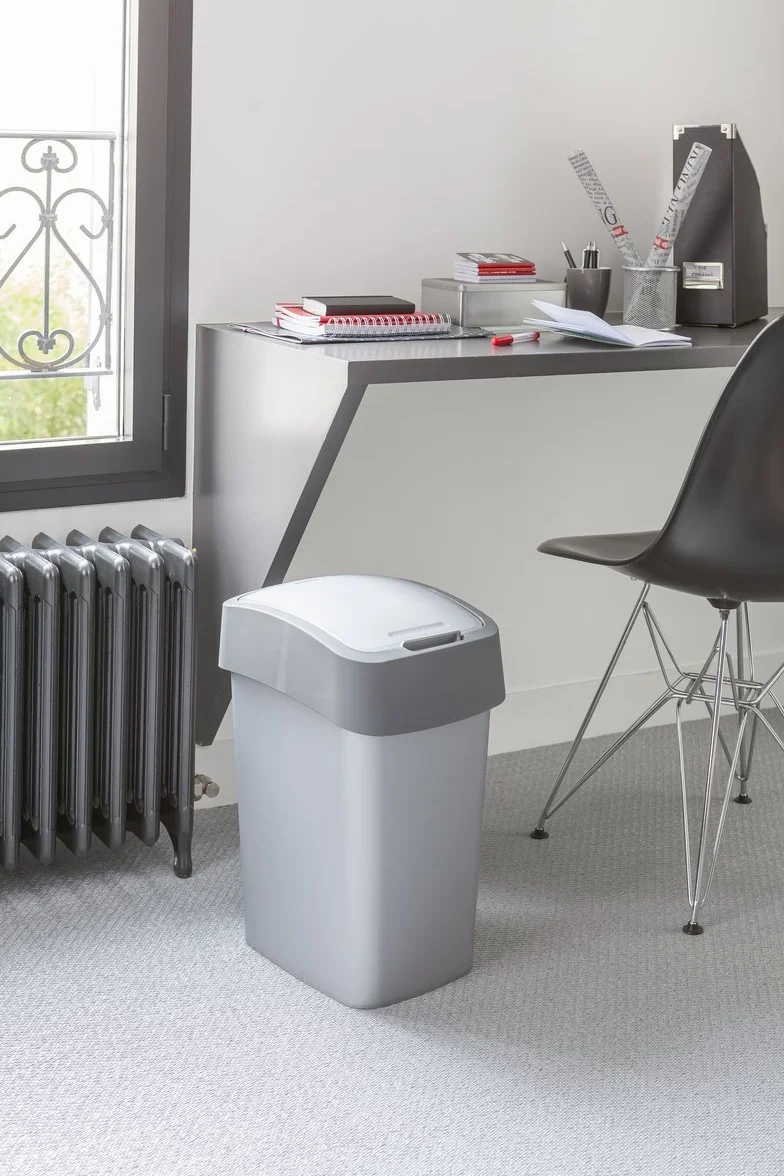 CURVER Kosz na śmieci "FLIP BIN" 50 l Pacific Flip Bin 50 l, plastik, srebrny/grafitowy, 29,4 x 37,6 x 65,3