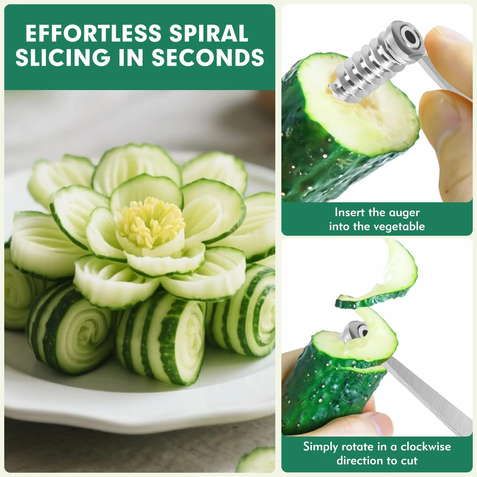 Spiralna krajalnica do ziemniaków, spiralna krajalnica ze stali nierdzewnej do warzyw, praktyczne akcesoria kuchenne, spiralizator do ziemniaków, ogórków, marchwi, owoców