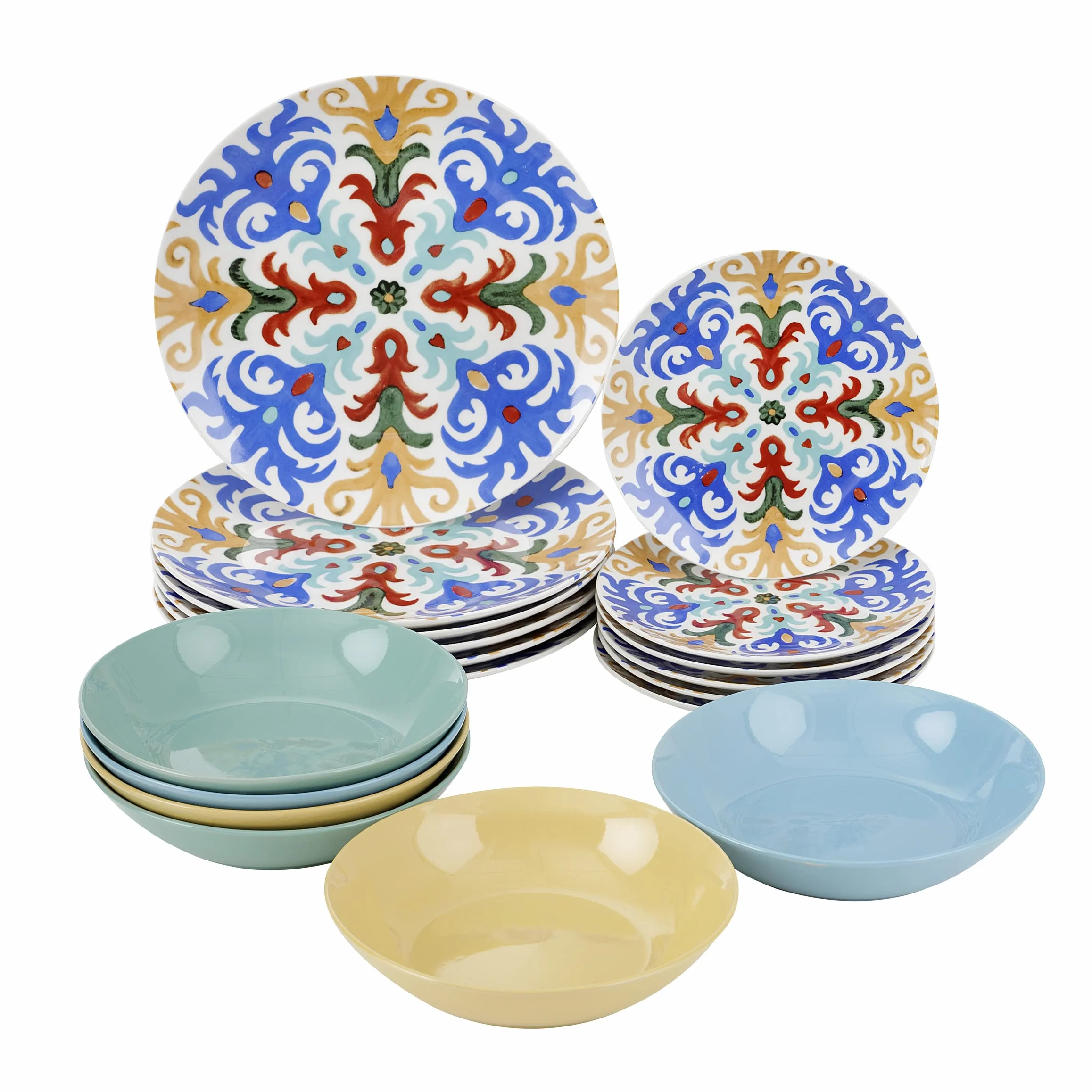 Baroni Home Serwowane Naczynia z porcelany i kamionki, Serwer Naczynia 6 osób, Fantasy Sorrento