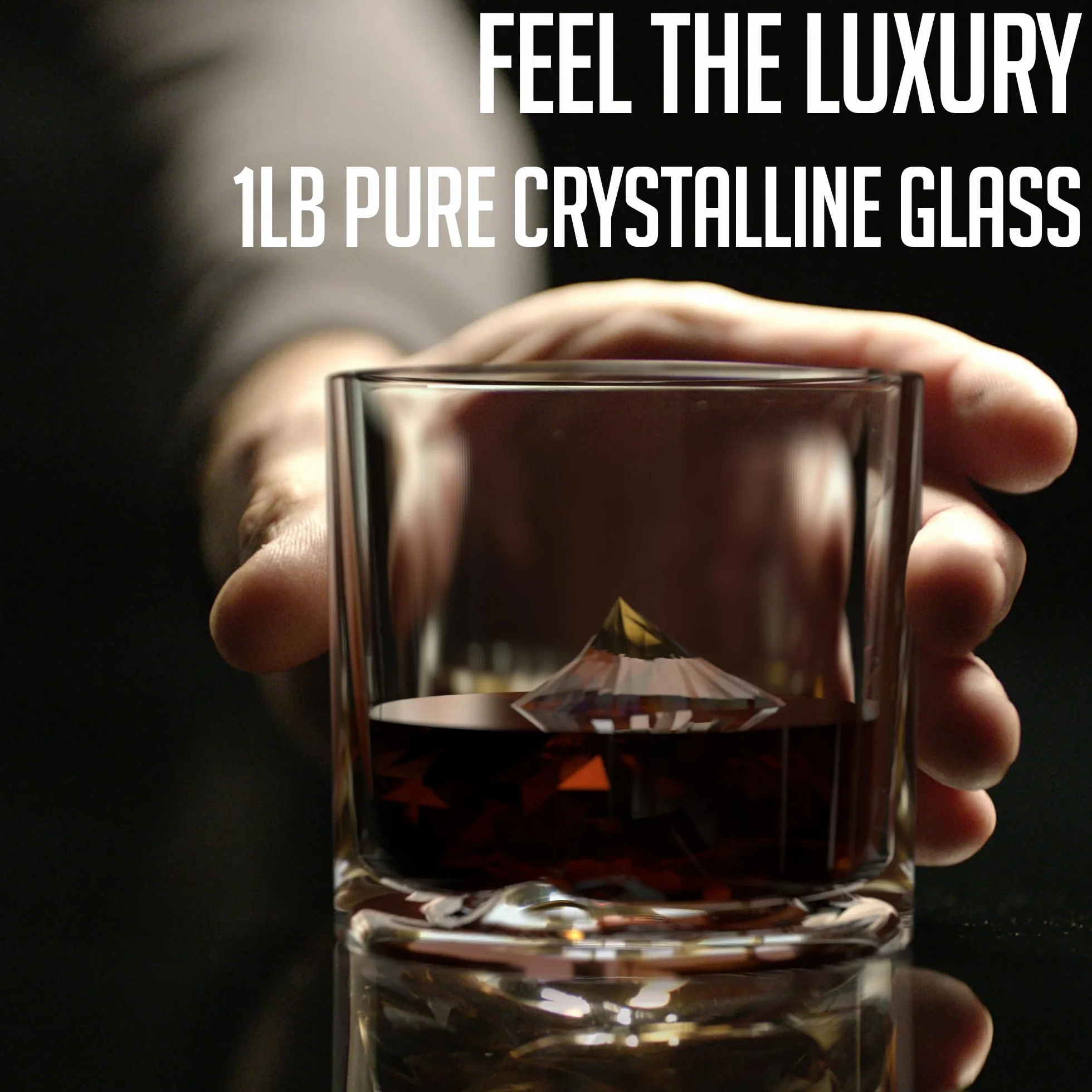 LIITON Mount Everest Ciężkie kryształowe szklanki do whisky, zestaw 2 sztuk, grube, zamrażalne szklanki do burbona, po 0,5 kg, prezenty do whisky premium dla mężczyzn, mrożone kryształowe koktajle
