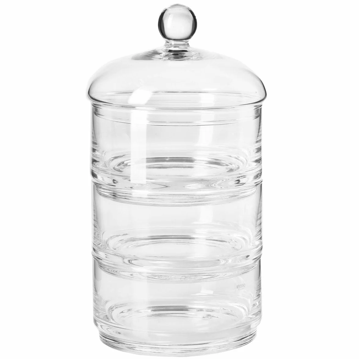 KROSNO Zestaw 3 Pojemników z Kloszem Kolekcja Glamour, Wysokość 30 cm | Szkło Kryształowe Bezołowiowe, ręcznie formowane, do słodyczy, ciastek, przekąsek, muffinek i wypieków, mycie ręczne