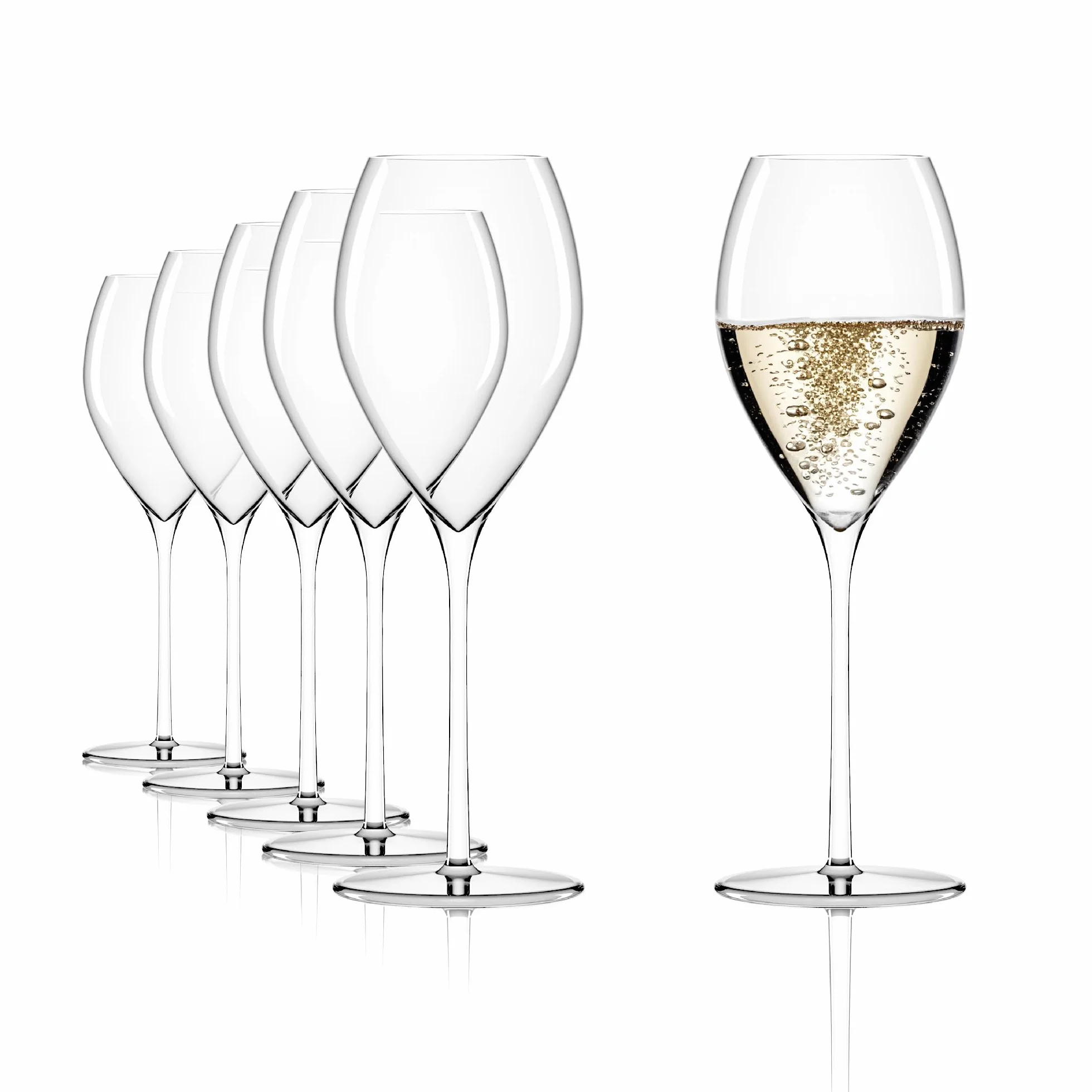 Stölzle Lausitz Fino kieliszki do szampana 6-częściowy zestaw 425 ml – eleganckie kielichy do szampana idealne do szampana i prosecco – kieliszki do szampana z bezołowiowego szkła kryształowego