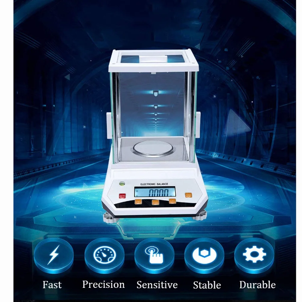 Cyfrowa precyzyjna waga elektroniczna, laboratoryjna waga analityczna, wysoka dokładność, naukowa waga jubilerska 1 mg z osłoną przeciwwietrzną,200g*0.001g