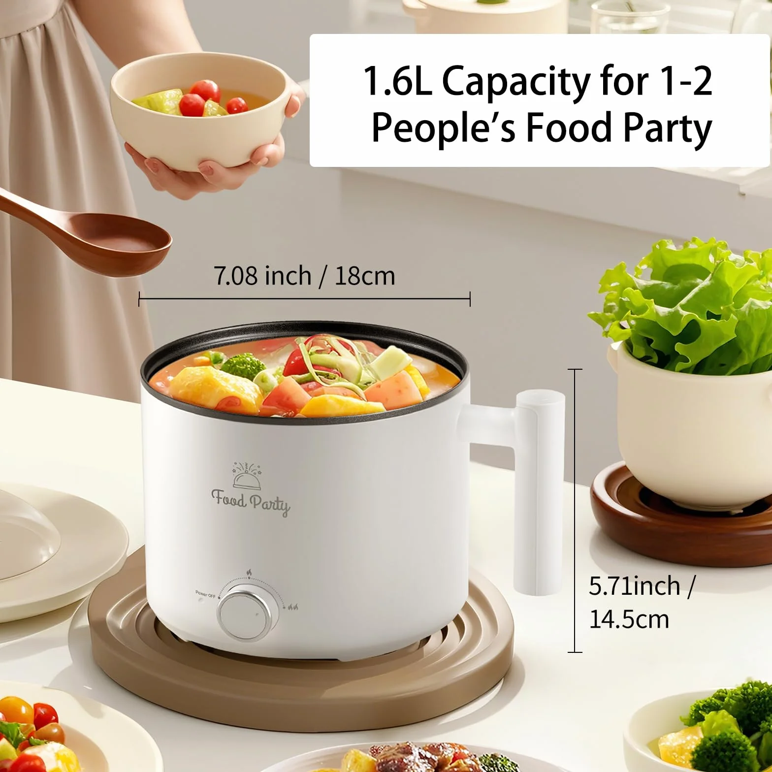 Elektryczny garnek Hotpot 1,8 l 220 V do gotowania, patelnia elektryczna, gotowarka do ramen