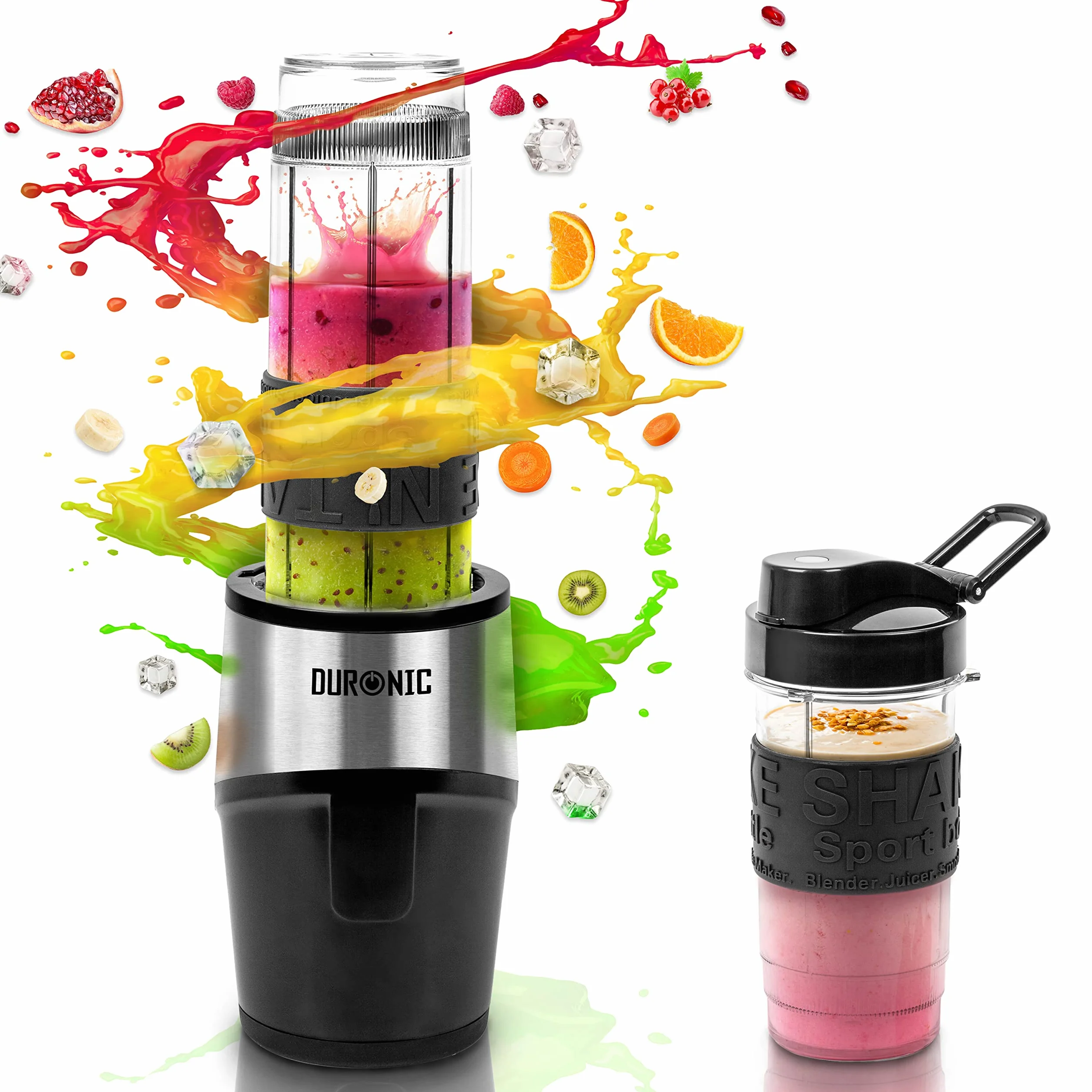 Duronic BL520 Miniblender personalny blender kielichowy z bidonami 400 i 570 ml do koktajli smoothie moc 500W | Blend & Go | mini Blender sportowy mały i prosty w obsłudze bez przelewania