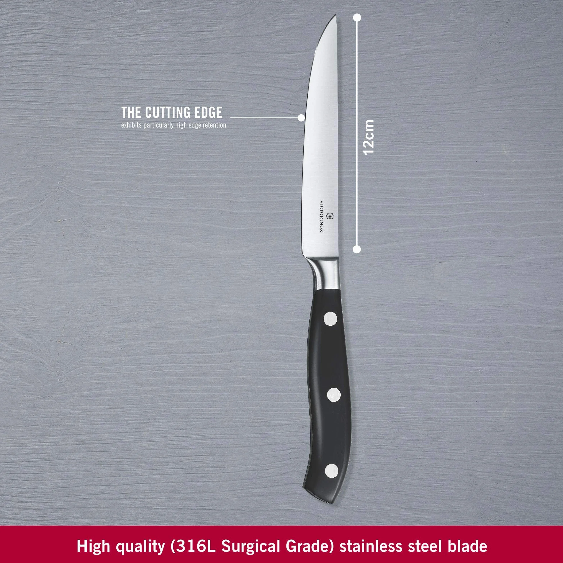 Victorinox Grand Maître Steakmesser 7.7203.12G extra scharfe Klinge Spülmaschinengeeignet Schwarz