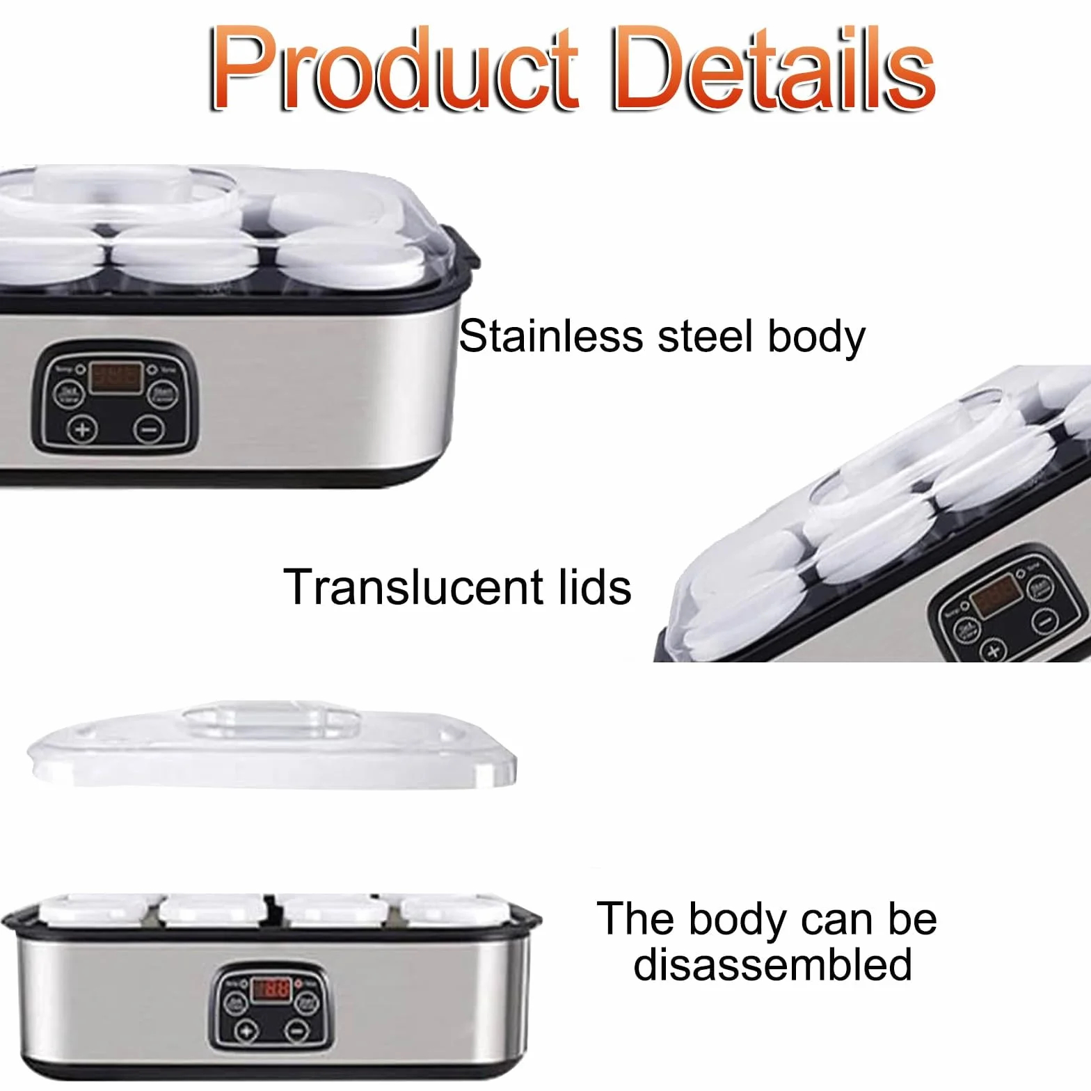 1400 ml Smart Yogurt Maker: Digital Thermostat W/ 8 × 180 ml szklane słoiki-Probiotyczny Inkubator i Urządzenie rodzinne z podarunkiem