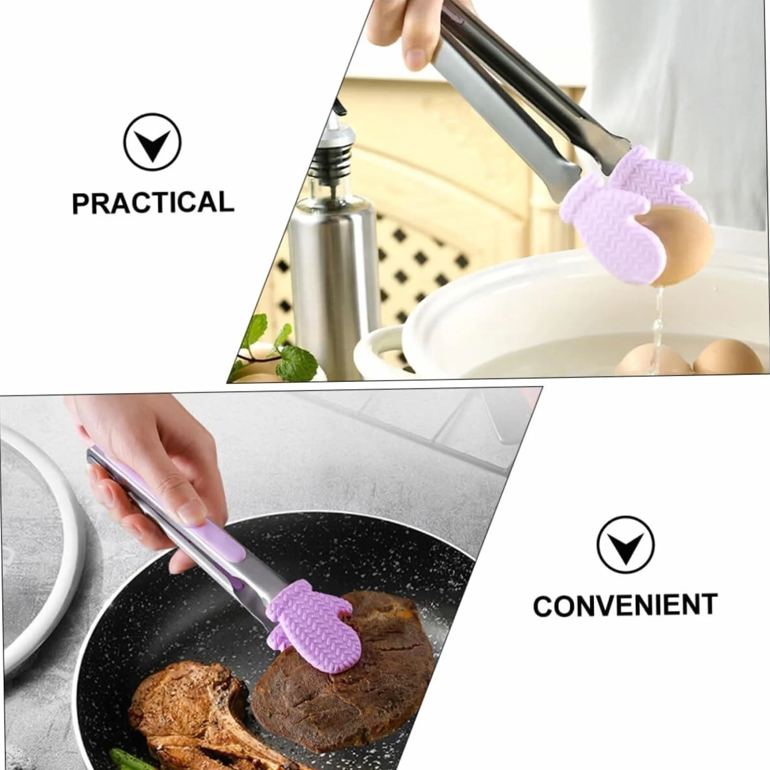 Szczypce do Chleba, Szczypce Do Grillowania Naczynia Z Silikonowymi Szczypcami Przerzucania Kiełbasy Łopatka Gotowania Pieczenia, Grillowania(Purple,33cm)
