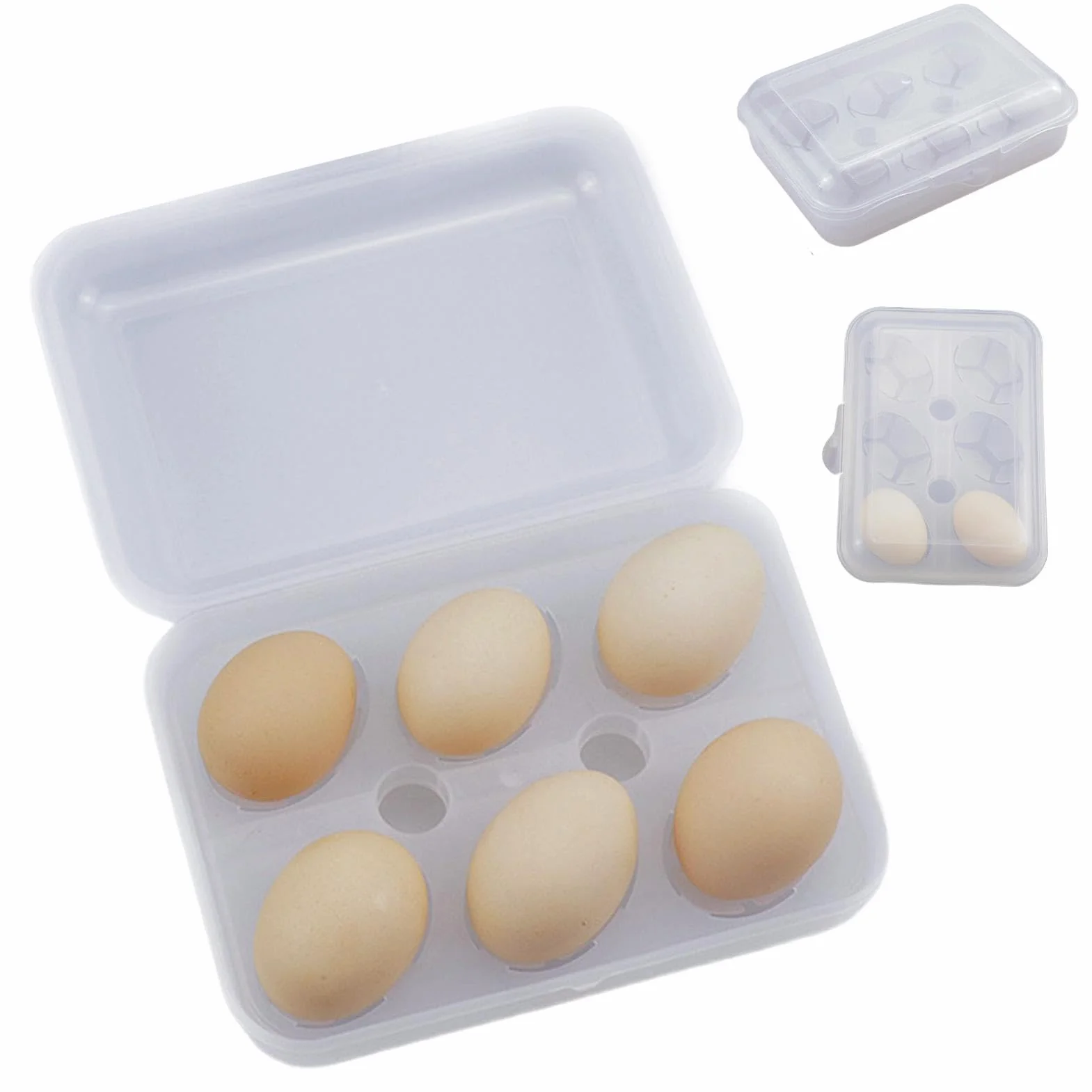 Egg Container, 6-Grid Fridge Storage Box, Shock-Absorbing Egg Holder, 7.87x5.51x2.6 inches Compact Carrier for Kitchen, Outdoor Camping, Picnic Use, Travel and Gift