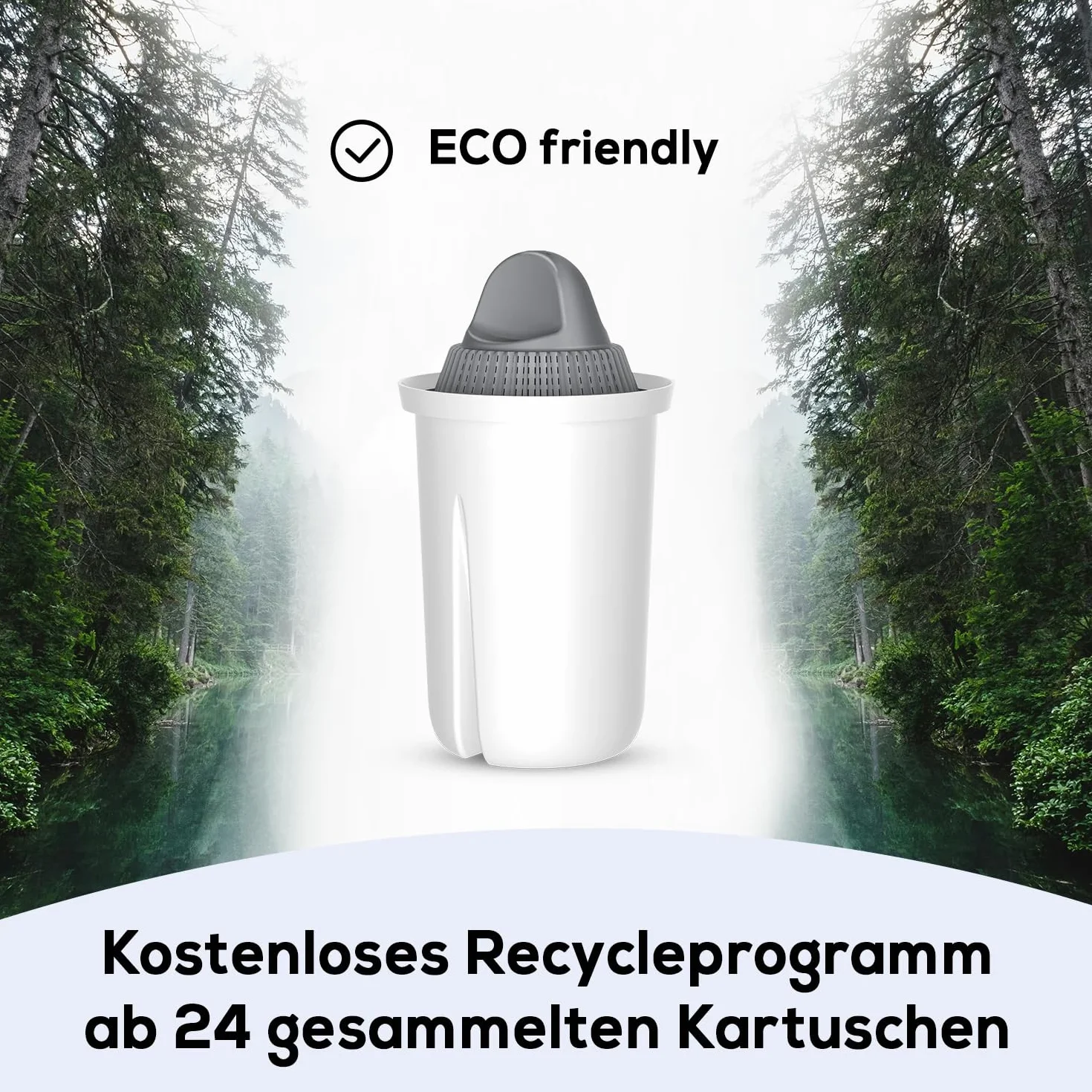 PearlCo - Standardowy filtr do wody (antracyt) z 12 wkładami filtrującymi Protect+ Classic (do twardej wody) – pasuje do Brita Classic