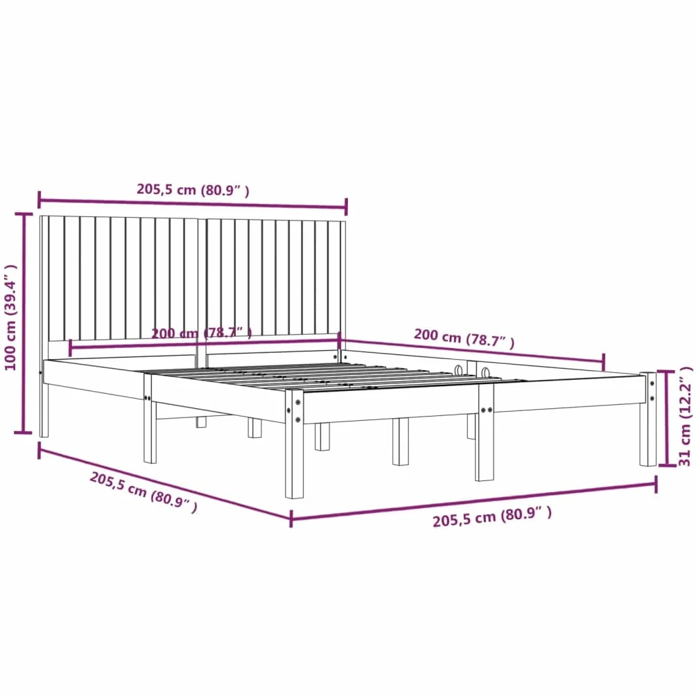 lite drewno sosnowe z zagłówkiem klasyczny 200x200 cm czarny | Rama łóżka czarna lite drewno sosnowe 200x200 cm z zagłówkiem do sypialni