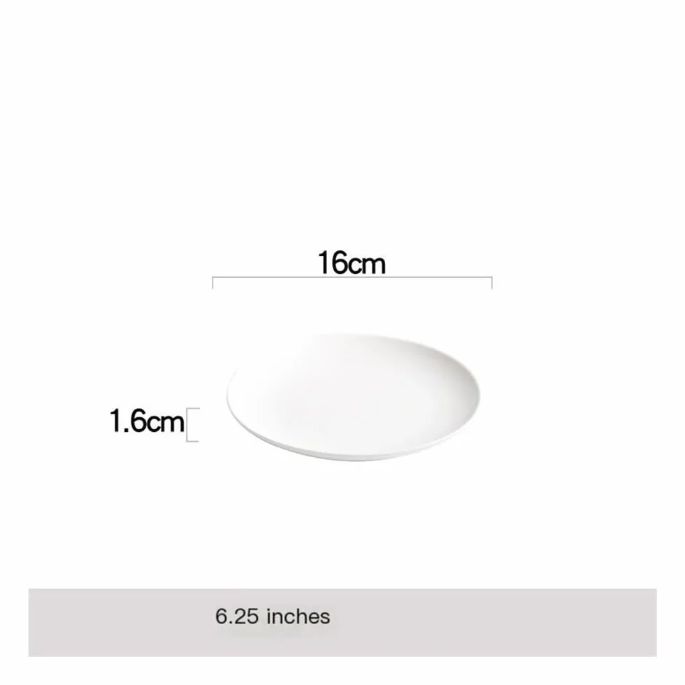 Talerze Obiadowe Białe ceramiczne talerze obiadowe, okrągłe talerze śniadaniowe i deserowe do steków(6.25inch)