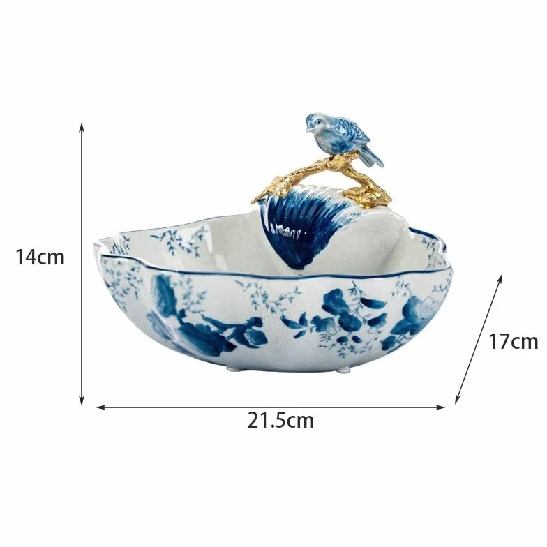 Talerz do serwowania owoców talerz na cukierki niebieski i biały ceramiczny mały talerz na owoce salon stolik kawowy talerz na przekąski dekoracja wejścia prezent talerz na owoce talerze
