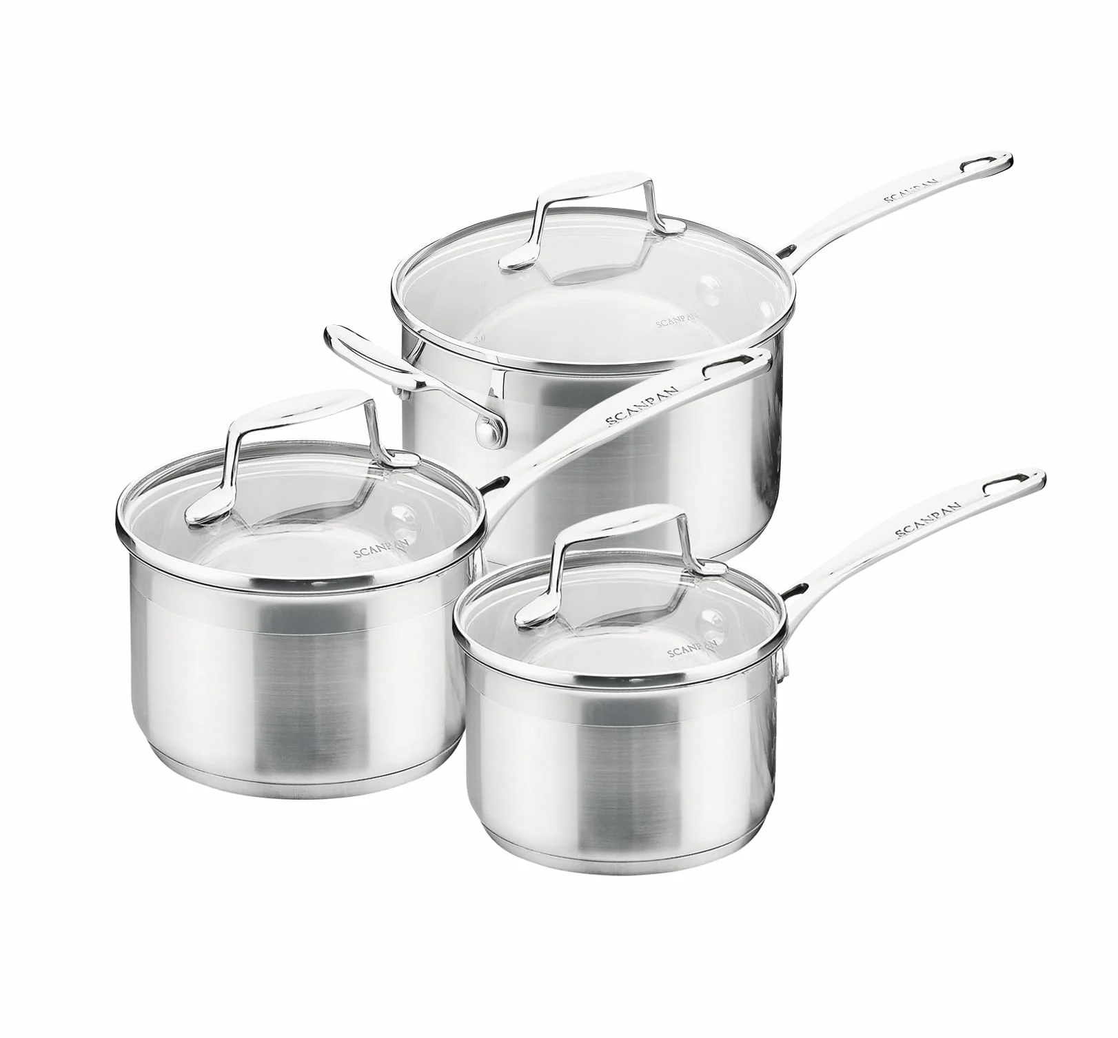 SCANPAN Impact sc71060000 – 1,2 l – 1,8 l stal nierdzewna zestaw 3 garnków z pokrywką 2,5 l