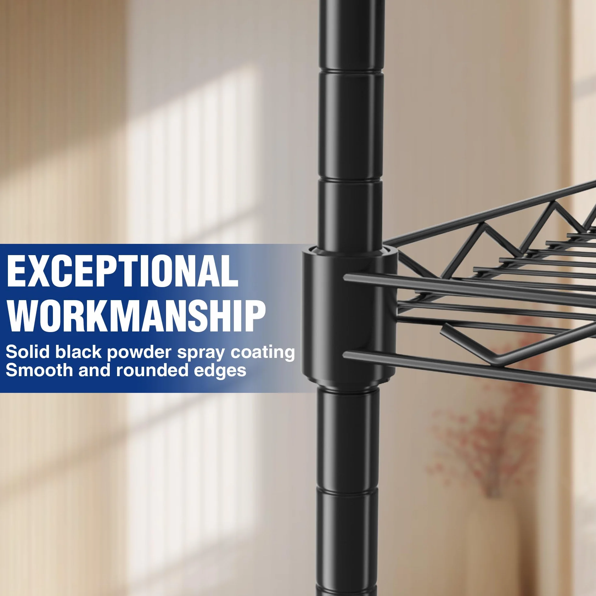 WORKPRO 5-poziomowe półki magazynowe, regał z drutu metalowego, 44 cm szer. x 29 cm gł. x 131 cm wys., nośność 250 kg, regulowany regał do kuchni, spiżarni, szafy, garażu