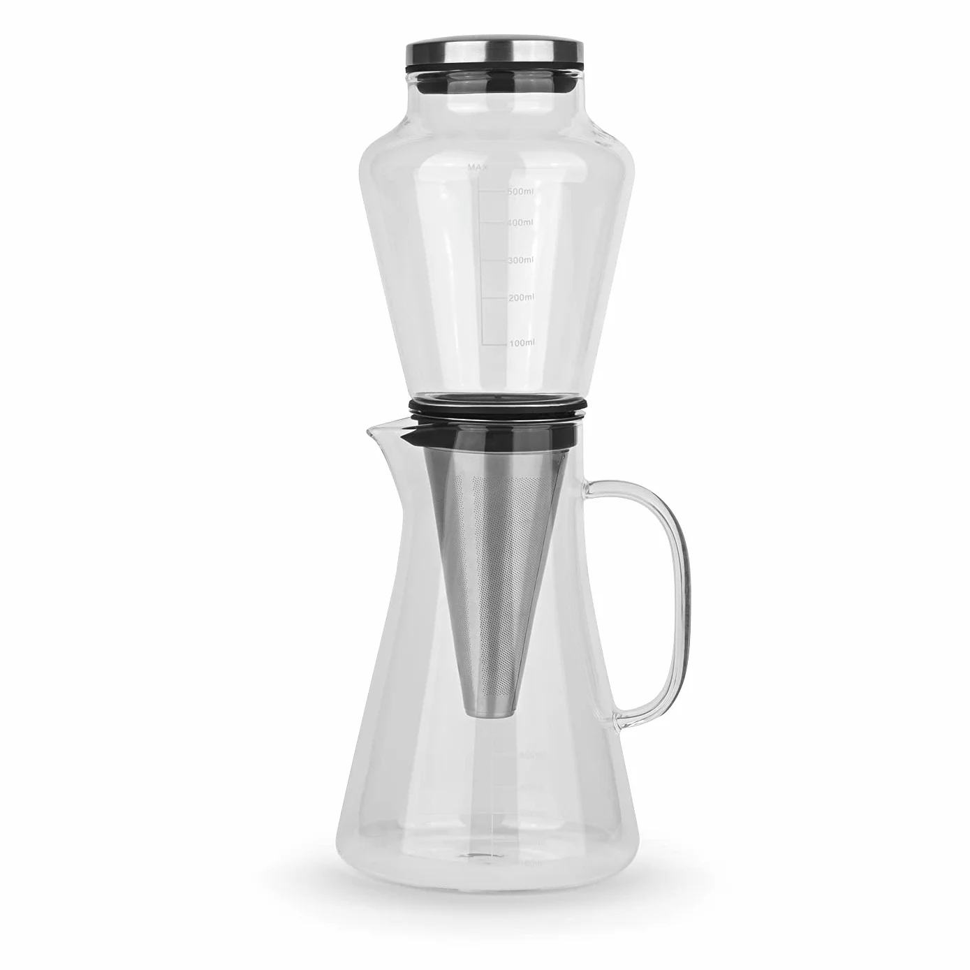 Beem Cold Drip zaparzacz do kawy na 0,5 l szkło borokrzemowe/stal szlachetna srebrno-przezroczysty, wymiary: 14 cm x 12,5,5,cm x 33,4 cm, 03075