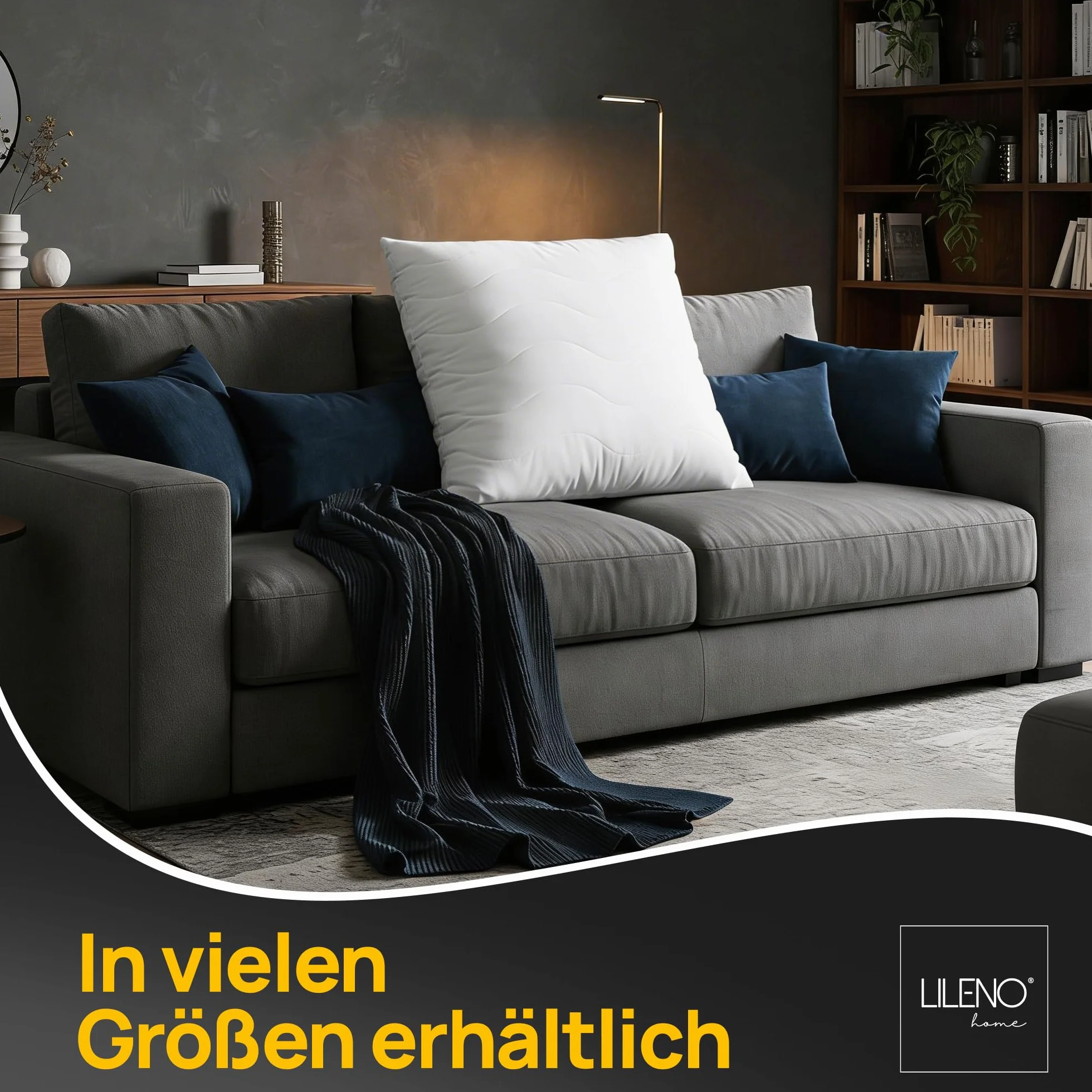 LILENO HOME Poduszka 50 x 50 cm [zestaw 2 sztuk] jako poduszka dekoracyjna z zamkiem błyskawicznym do regulacji, nadaje się do prania w temperaturze do 95°C, sofa i poduszka dekoracyjna na kanapę