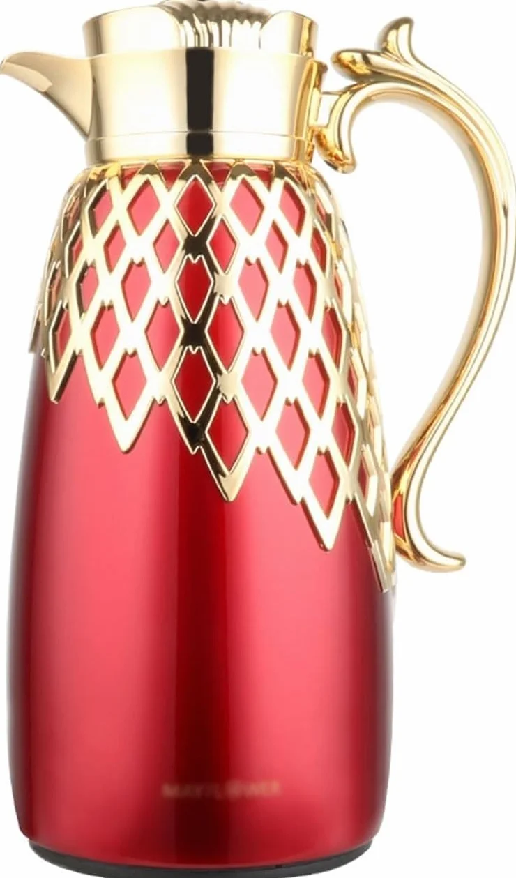 dzbanek termiczny, Podwójna ścianka izolowany dzbanek próżniowy, Dzbanek termiczny, Dzbanek termiczny do kawy, 1000 ml domowy termos, czerwona butelka na gorącą wodę, termos na kawę, prezent dla rodzi